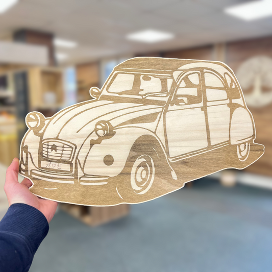 Plaque 2cv Bois