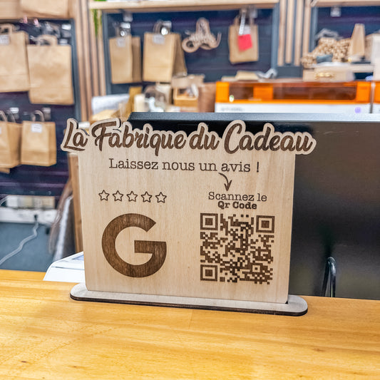 Plaque QR Code en bois – Avis client